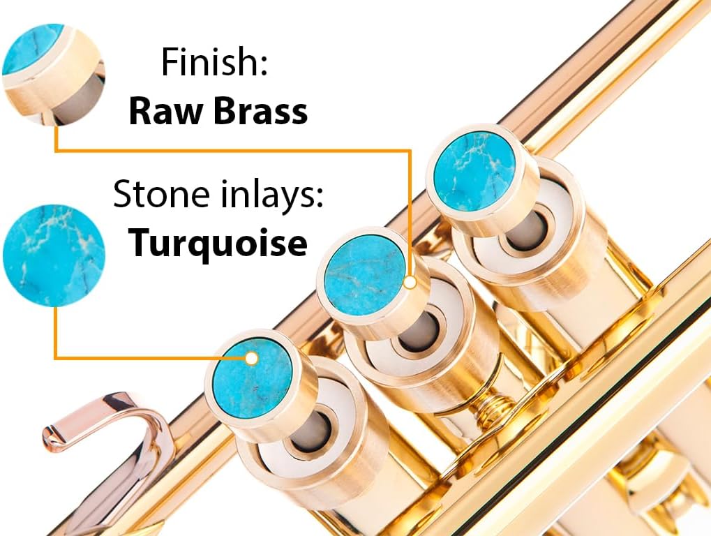 HEAVY Trumpet custom finger buttons for all Yamha (All YTR), Stomvi, Shagerl, Carol Brass and Fides Trumpets, Yamaha flugelhorn 631/731, Yamaha cornet models (Raw Brass, Turquoise)