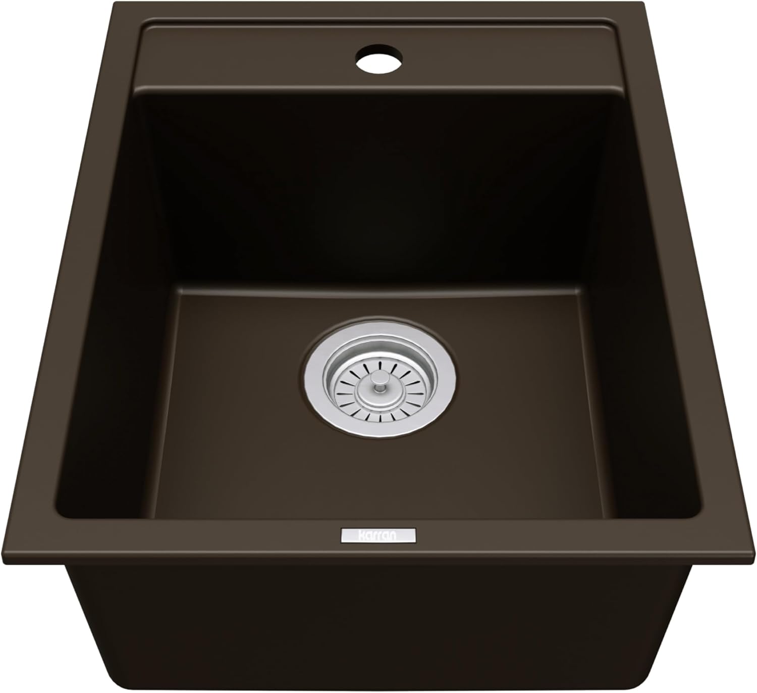 Karran QT-825 Drop-in 15-3/4" Single Bowl Quartz Composite Kitchen Sink in Brown