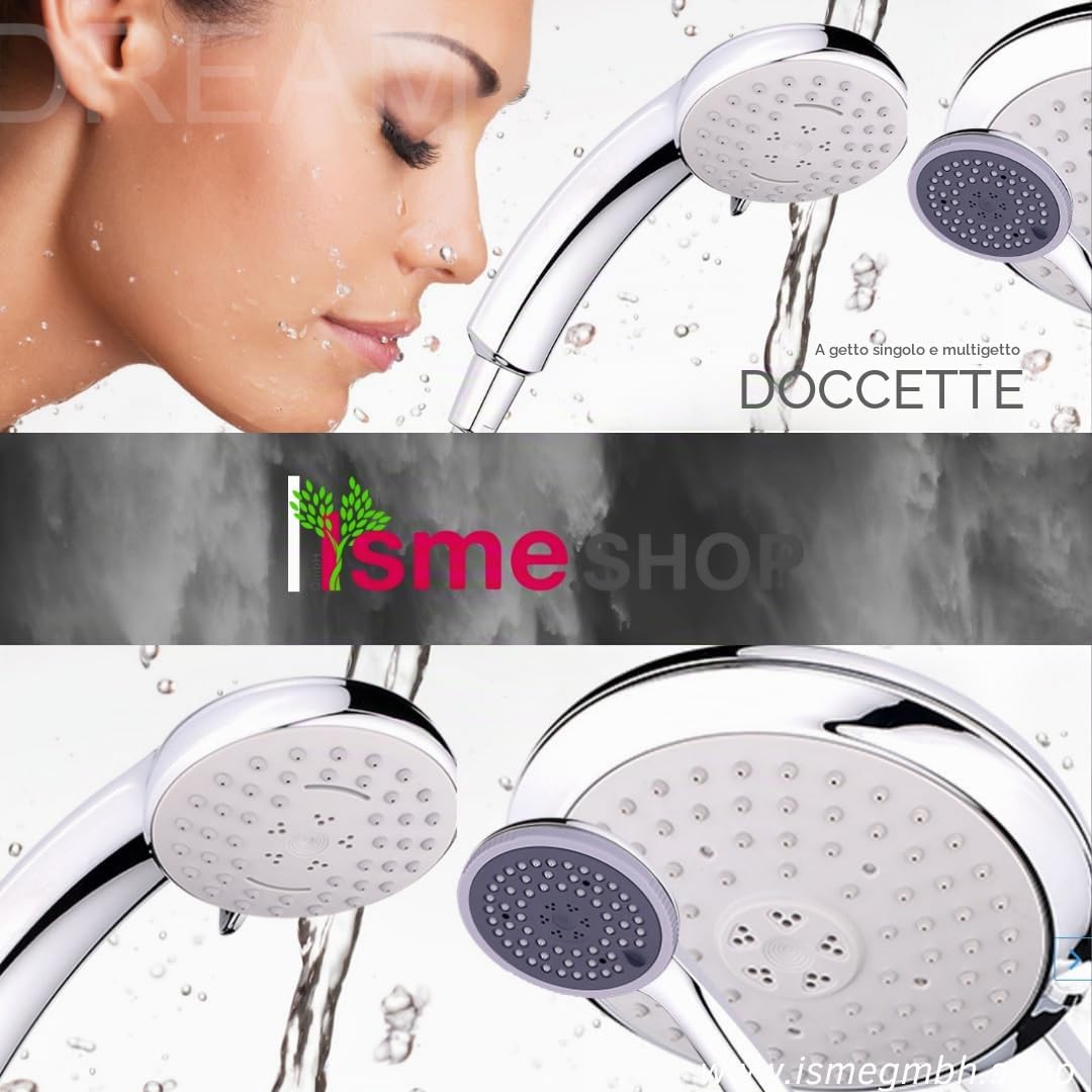 Schläfer 136010 | Soffione Doccia Tondo Ø 20cm, Soffione Doccia Anticalcare con Getto a Pioggia ad Alta Pressione in Abs, Snodo Girevole Universale G 1/2"