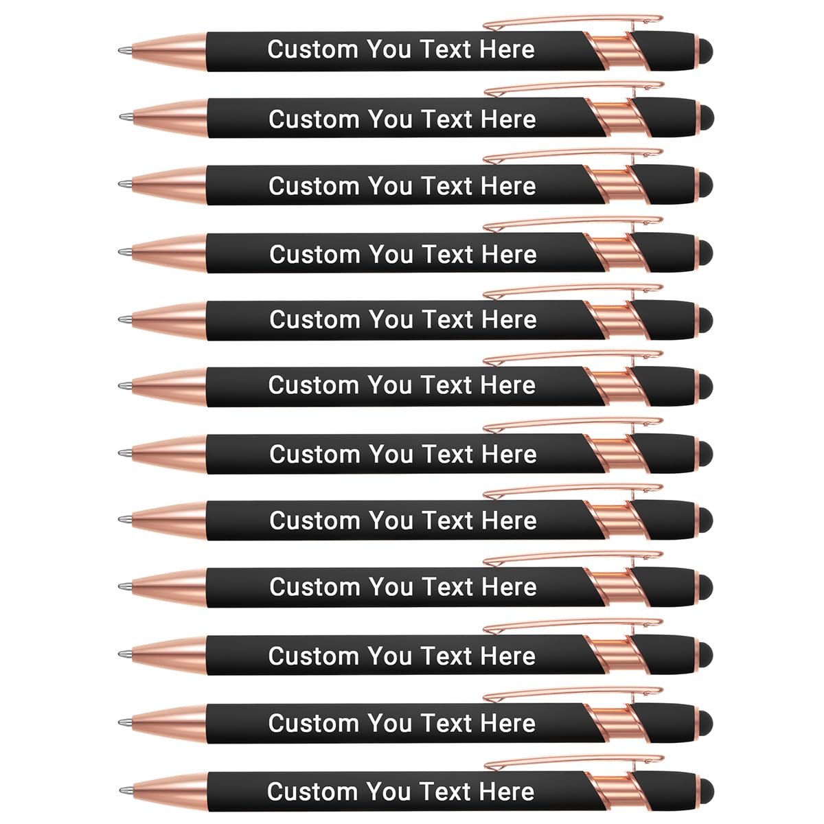 Zoonnis 72 Pcs Personalised Ballpoint Pens with Stylus Tips for Business Personalized Engraved Pen In Bulk for Women Men with Name Text Customised Pen Writing Custom Pen With Black Ink for School