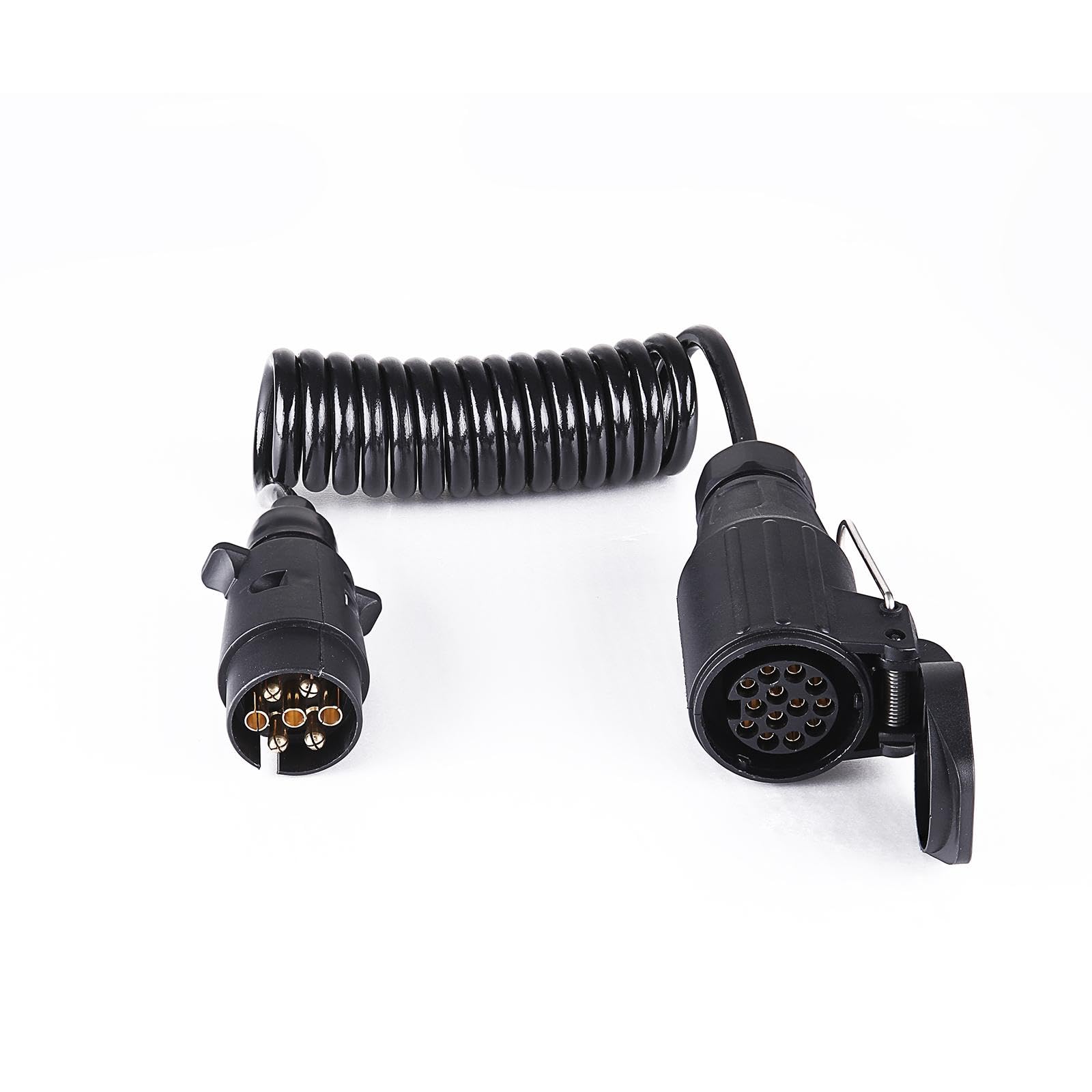 XUEYI 1,5M Cavo Prolunga Rimorchio 7 Poli, con Spina 7 Poli e Presa 13 Poli, 12V Prolunga Cavo per Rimorchio 7 Poli, Cavo Prolunga Spirale Rimorchio 7 Poli, per Caravan Camion RV