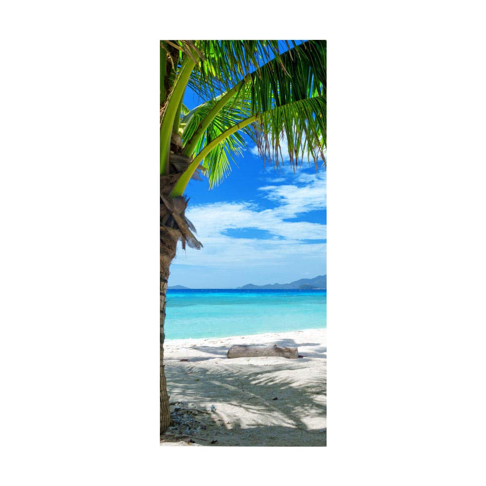 3D Door Sticker Beach Self-Adhesive Mural Home Decoration Wall Stickers Bedroom Living Room Removable Poster Art Stickers-90x200cm