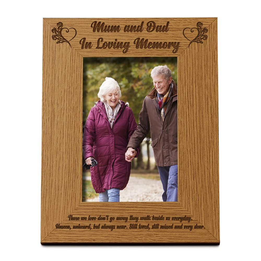 Ukgiftstoreonline Mum And Dad In Loving Memory Remembrance Portrait Wooden Photo Frame Gift (5 X 7 Inch)