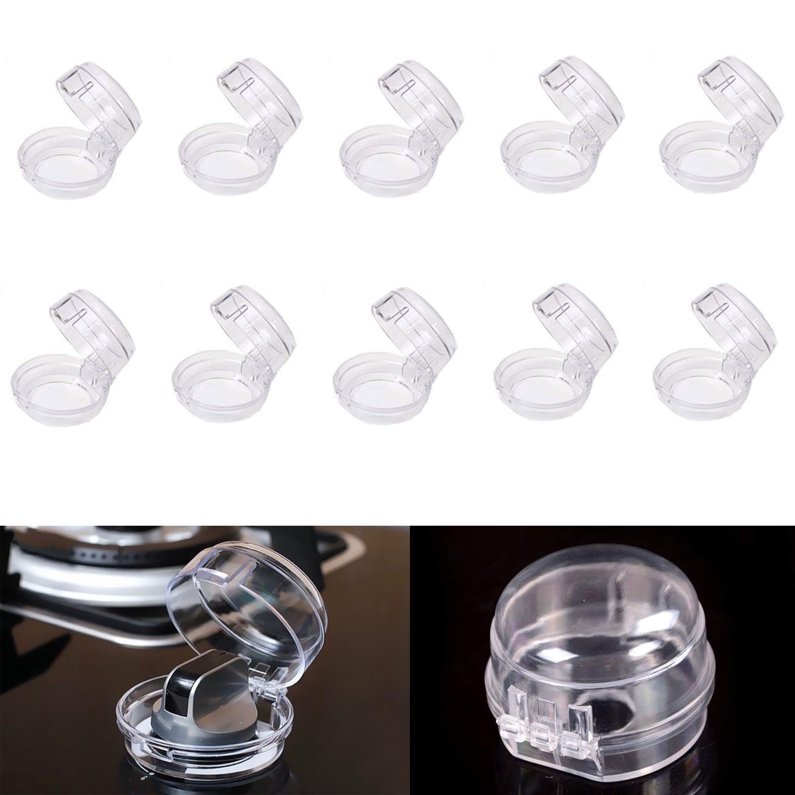 10 Piezas Cubierta Protectora de Estufa de Seguridad Infantil Transparente para Interruptor de Botón Protector de Botón para Estufas y Estufas de Gas