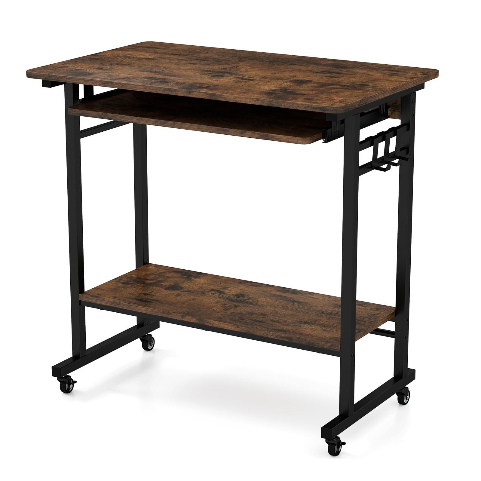 WOLTU Scrivania con 3 Cassetti, 120x60 cm, Tavolo da Lavoro, Scrivania per Computer, Porta PC in Legno, Nero