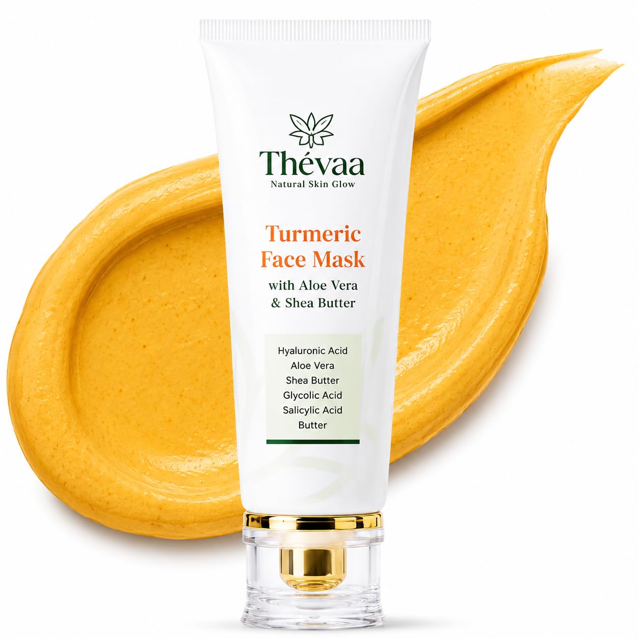 Turmeric Face Mask with Hyaluronic Acid, Aloe Vera & Shea Butter Hydrating Facial Treatment for Soft, Smooth & Radiant Looking Skin, Nourishing Moisturizing Skincare, At Home Spa Care, 3.38 Fl Oz 100g