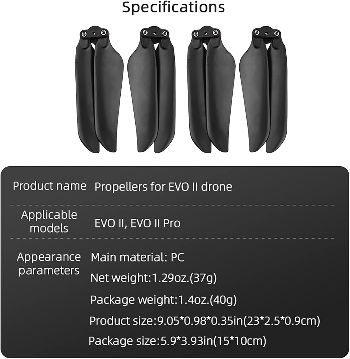 Low-Noise Propellers Compatible for Autel Robotics EVO II/Pro/EVO 2 Pro/EVO 2 Drone Propellers Blades Quick Release Foldable Wings Quadcopter Accessory Replacement
