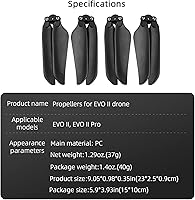 Vista 5 de Hélices de bajo ruido compatibles con Autel Robotics EVO II/Pro/EVO 2 Pro/EVO 2 Pro/EVO 2 Drone Hélices cuchillas de liberación rápida alas
