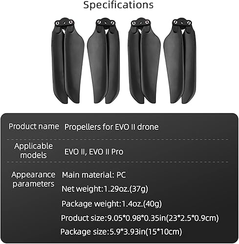 Miniatura 5 de Hélices de bajo ruido compatibles con Autel Robotics EVO IIProEVO 2 ProEVO 2 ProEVO 2 Drone Hélices cuchillas de liberación rápida alas plegables
