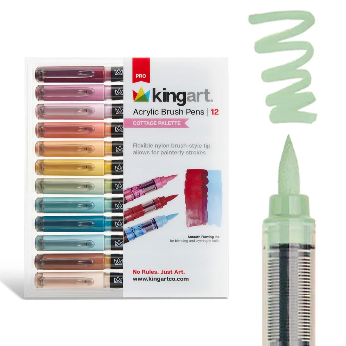 12-Piece Cottage Acrylic Paint Brush Tip Marker Set – Flexible Fiber Brush Tips – Smooth…