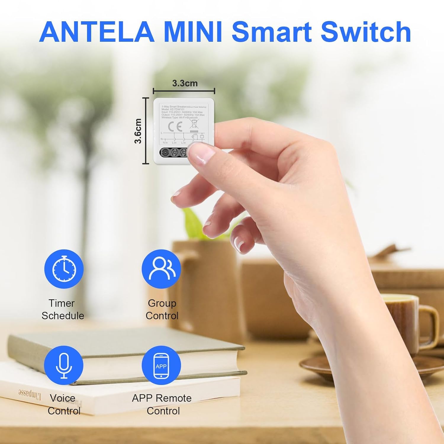 ANTELA Interruptor de relé inteligente WiFi y Bluetooth 10 A 1 canal, compatible con Alexa, aplicación Smart Life, temporizador y cuenta atrás, 2,4 GHz, 8 unidades