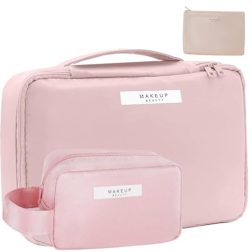 Miniatura 7 de Queboom Bolsa de maquillaje de viaje Bolsa de cosméticos Bolsa de maquillaje Bolsa de aseo para mujeres y niñas, verde-3 piezas, Moda