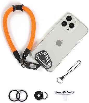 Hand Wrist Phone Strap,Phone Lanyard Patch 2,Cell Phone Case Holder,Wristlet Strap for Key,AirPods,Camera Orange, 12inch
