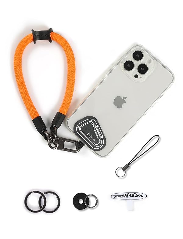 project-cb Hand Wrist Phone Strap,Phone Lanyard Patch ×2,Cell Phone Case Holder,Wristlet Strap for Key,AirPods,Camera (Orange, 15.7inch) by project-cb - Used condition - US$16.14