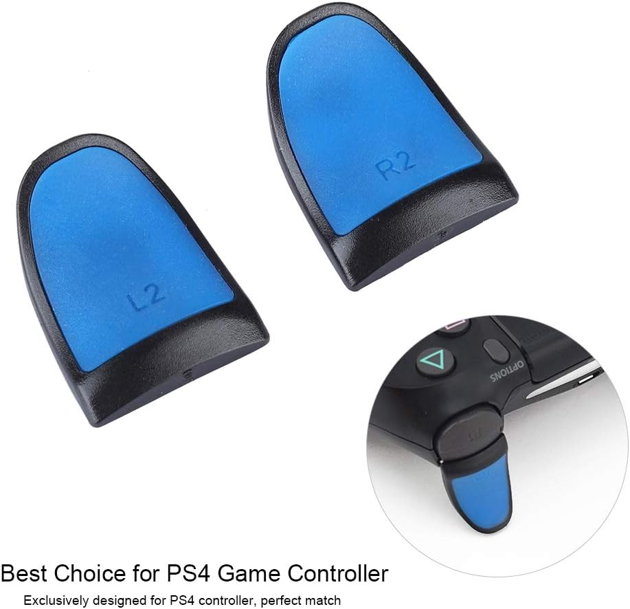 PS4 Trigger Extenders, L2 R2 Game Controller Extenders Buttons PS4 Extension Trigger Soft Touch Extended Grips for PS4(Blue)