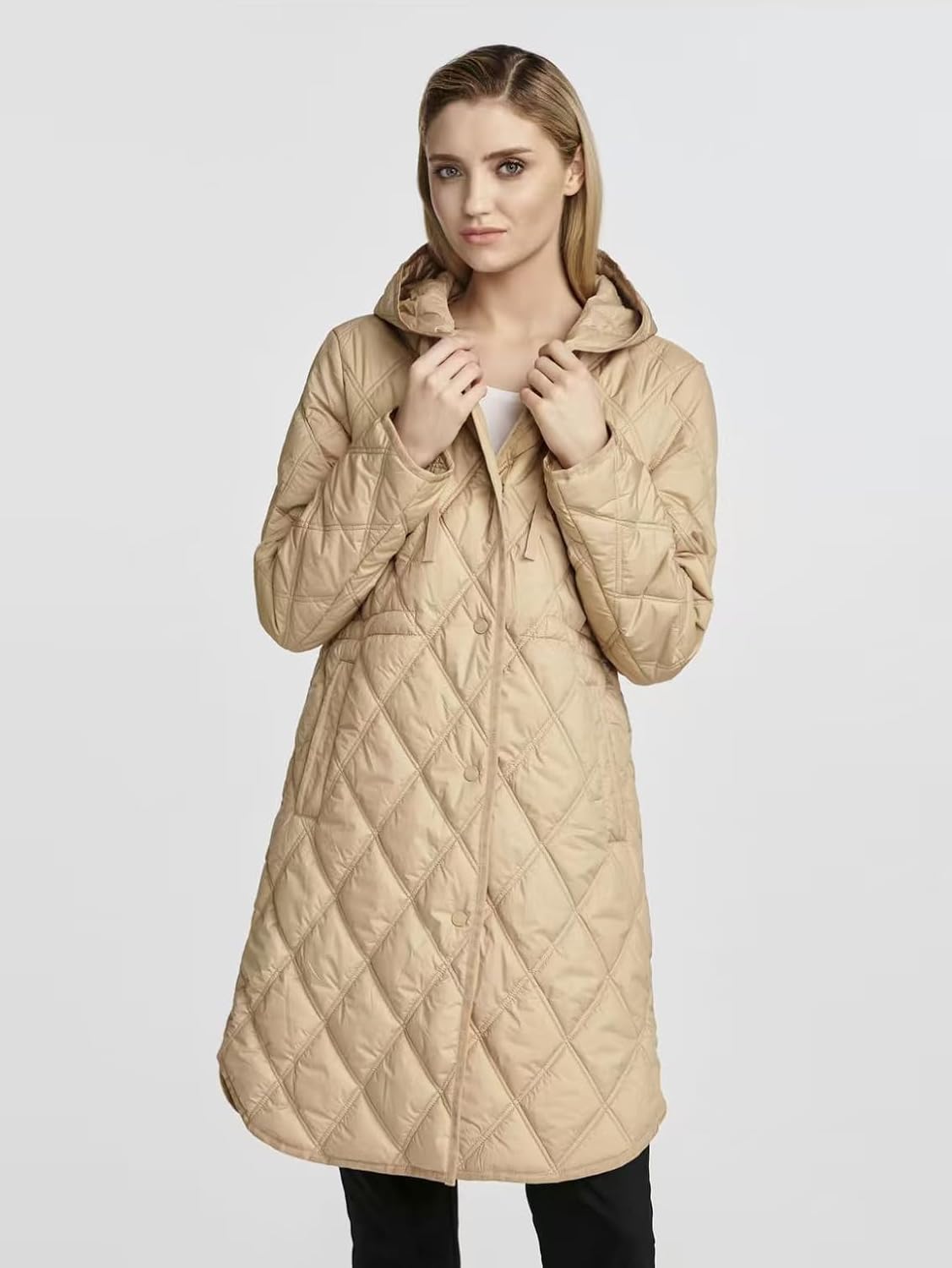 Women Winter Thickened Quilted Puffer Coat with Hood Long Padded Down Puffer Jacket Overcoat Lightweight Warm