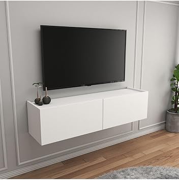 Beyaz 100 Cm Tv  nitesi Tv Sehpas  Duvar Raf  Kitapl k