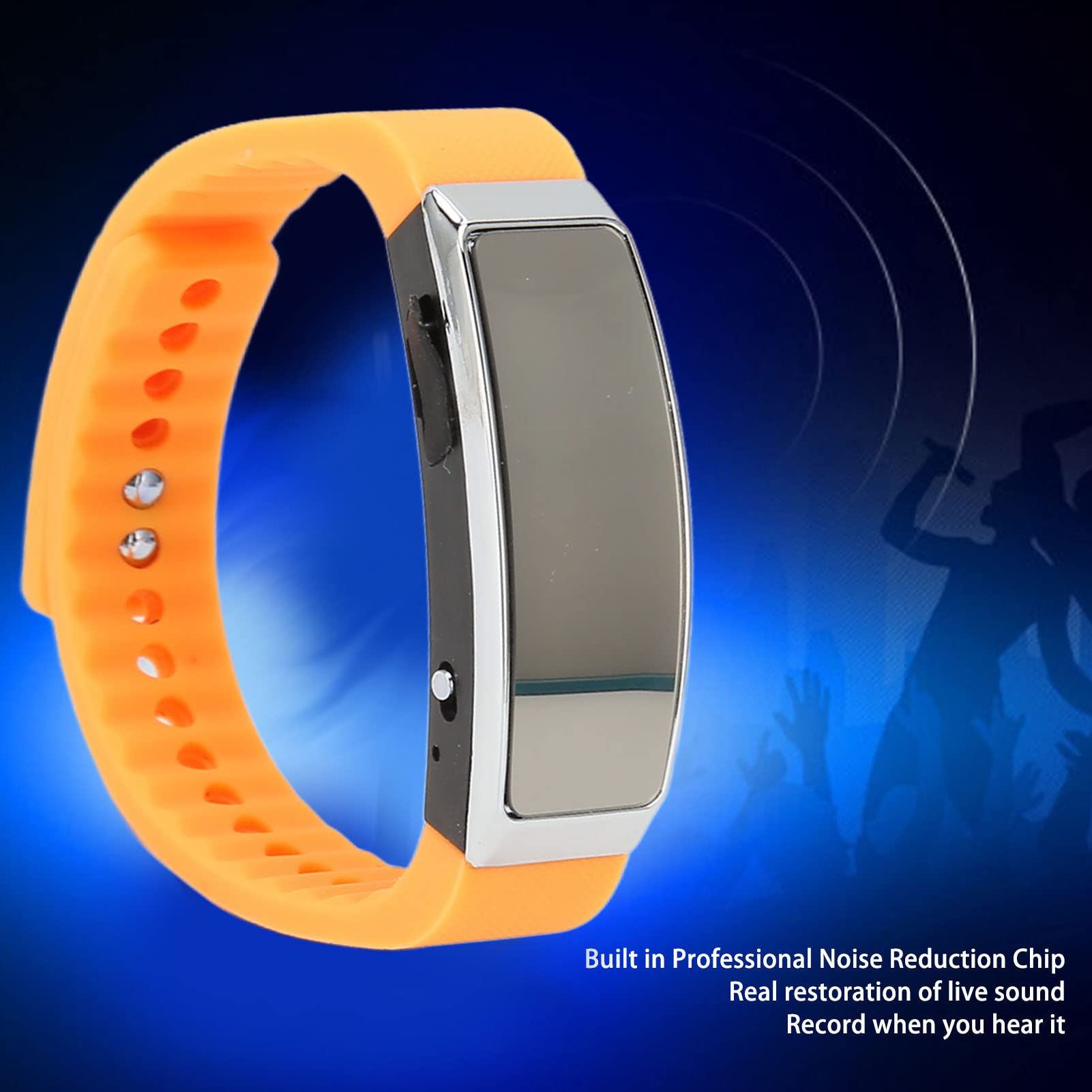 Reloj Grabador, Reloj de Pulsera Grabador Activado por Voz con Reducción de Ruido, Capacidad de Grabación de 20 Horas, Tiempo de Batería de 720 Días, para Clase de Reunión de (Naranja)