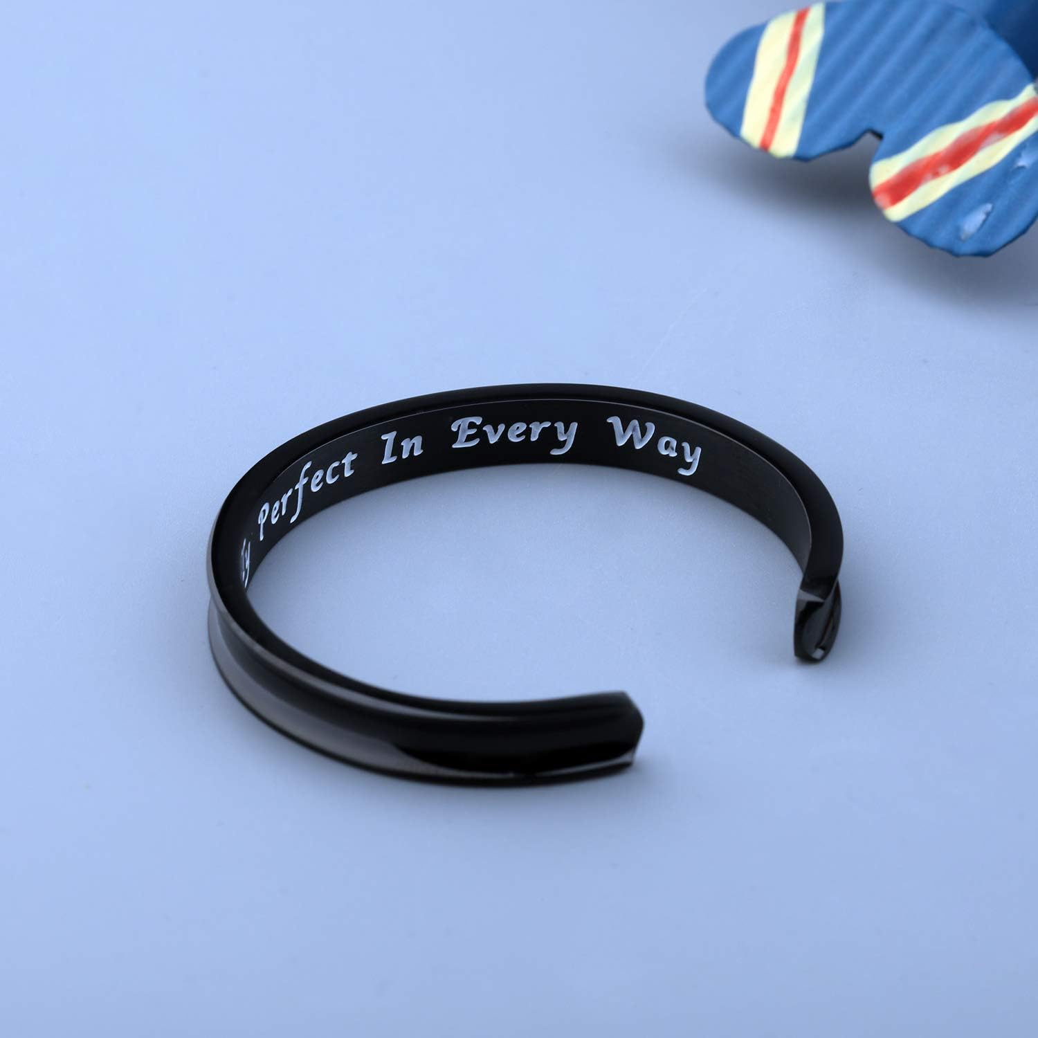 WUSUANED Movie Quote Practically Perfect in Every Way Hair Tie Grooved Cuff Bangle Bracelet Mother Friendship - Image 3