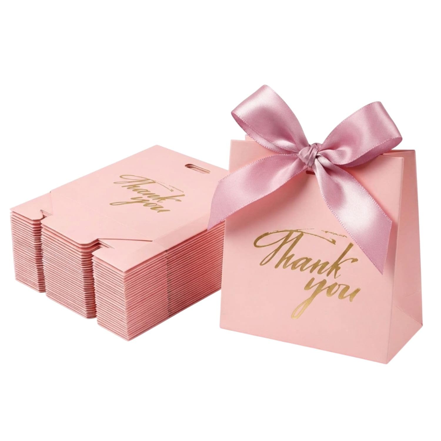 FunBlast 10pcs Thank You Gift Bags with Ribbon, Decorative Paper Folding Gift Boxes, Birthday Parties, Kids’ Gifting, Chocolates, & Small Item Packaging (Pink)-image-40