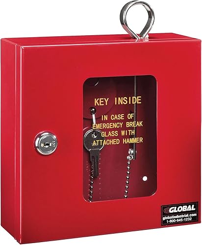 Global Industrial Caja de llaves de emergencia, con llave similar, rojo, 6-14"Wx2"Dx6-78"H