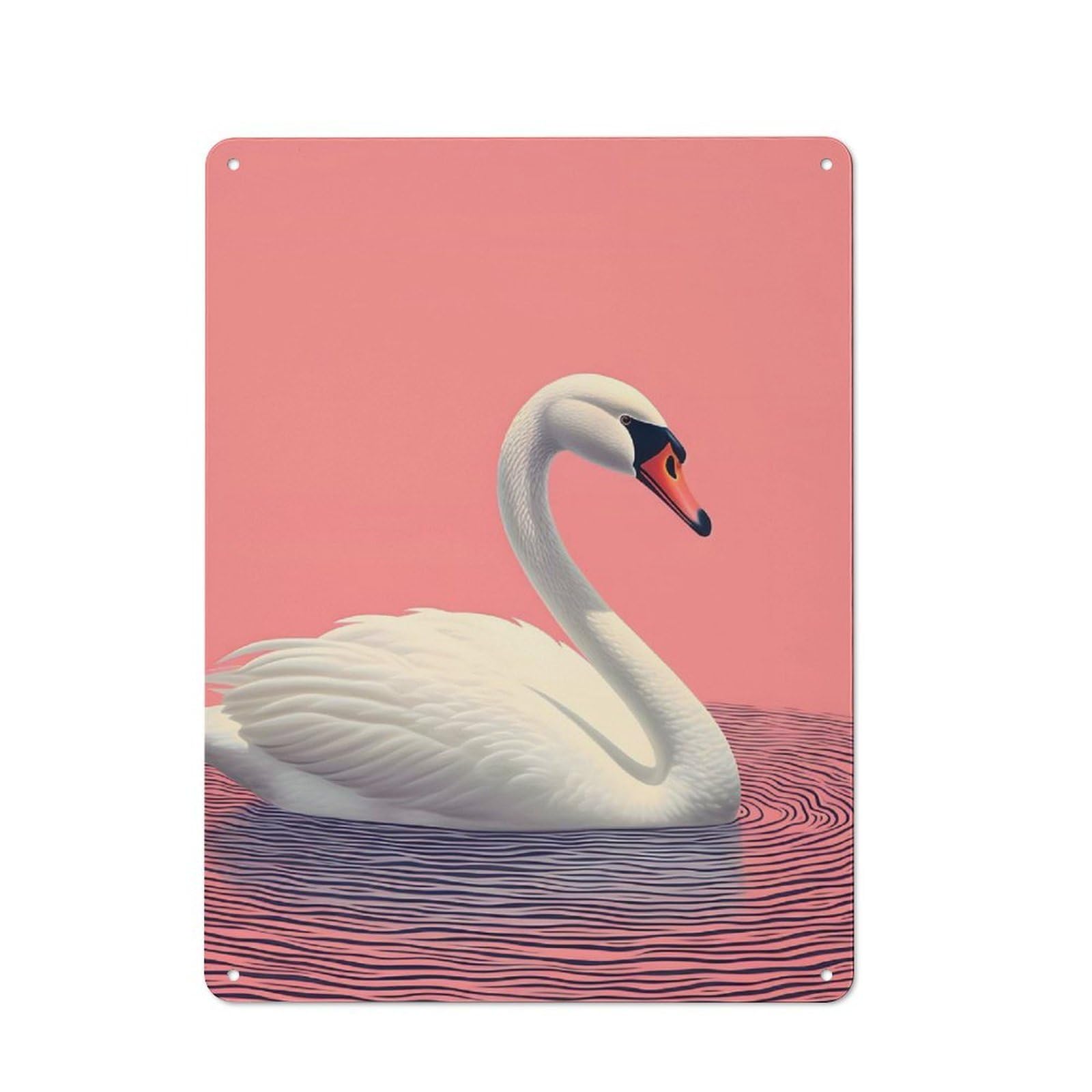Metal Wall Sign 40x30cm Featuring Abstract Swan for Garage Or Workshop, Suited to DIY Enthusiasts