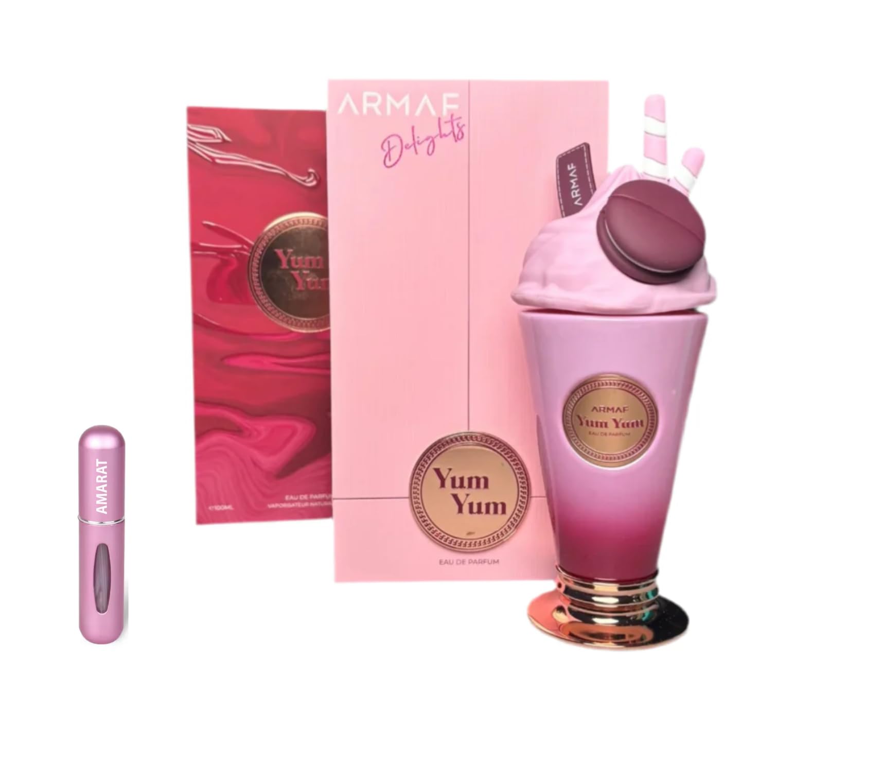 Perfume Yum Yum Eau de Parfum 100 ml, Perfume Árabe para Mujer de Larga Duración, Incluye Atomizador Recargable 5ML, Fragancia Dulce y Frutal con Notas de Cereza, Vainilla y Almizcle (Yum Yum)