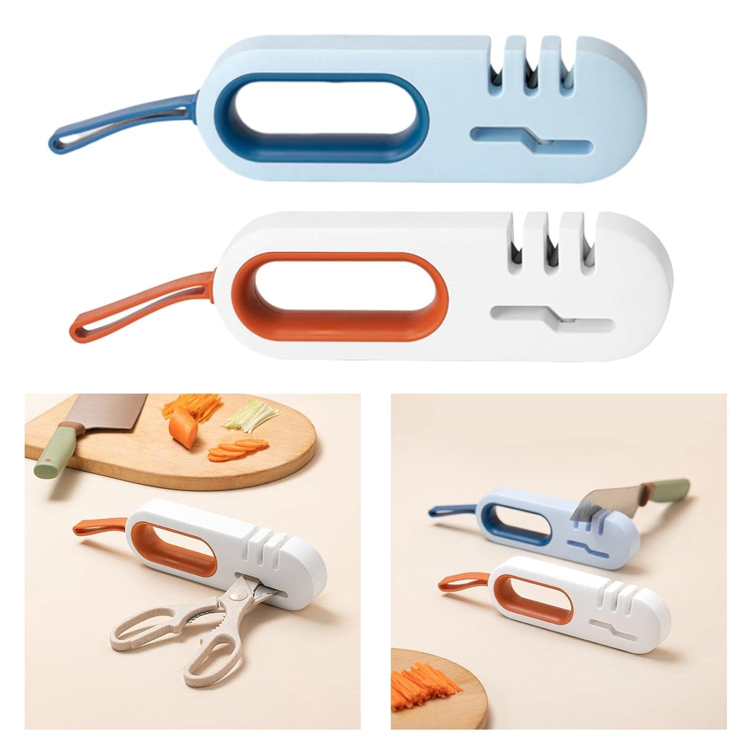 vivacity KnNife SharpeEner, KnifFe SharpenEer Roller KitcHhen KnNife SharPpener with Hook Band Non Slip KnifFe SharpEener, Labor Saving Knife ShaRrpener, Manual KniFfe Scissor Sharpening Tool 3