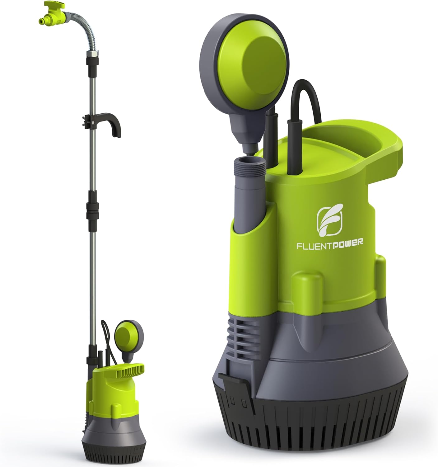 FLUENTPOWER 1/4HP Utility Pump 1900GPH Portable Submersible Sump Pump, Manual Control with 16.4 Ft Cord for Draining Water from Pool Pond Garden Hot Tub Basement Tankless Heater Liquids