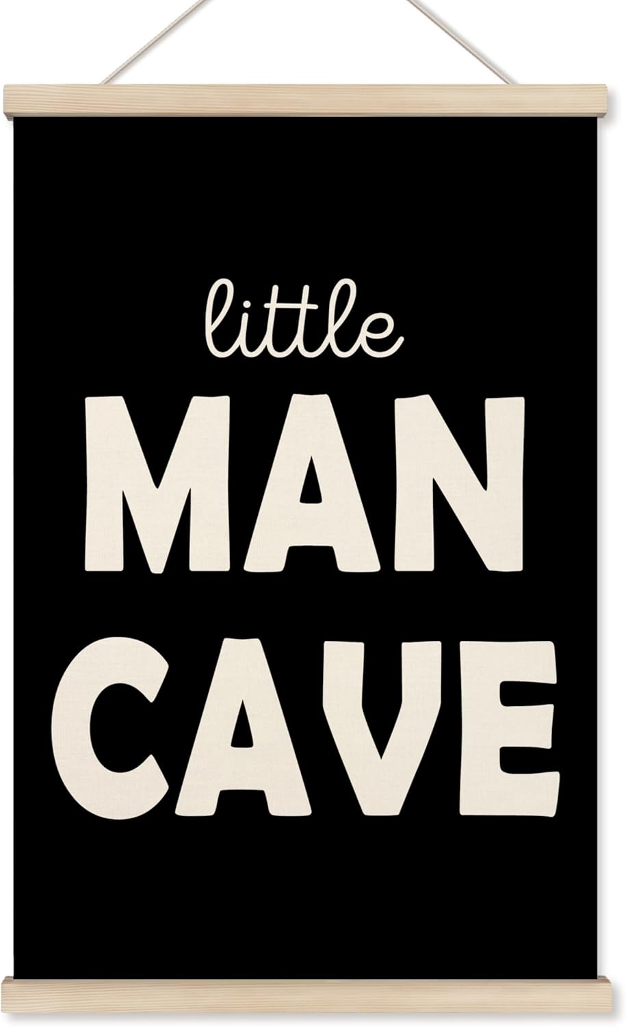 HRQKO Little Man Cave Sign Poster Hanger Frame, Boy Nursery Wall Art, Toddler Room Decor, Wooden Frames Wall Hanging Banner, 16x24 inch