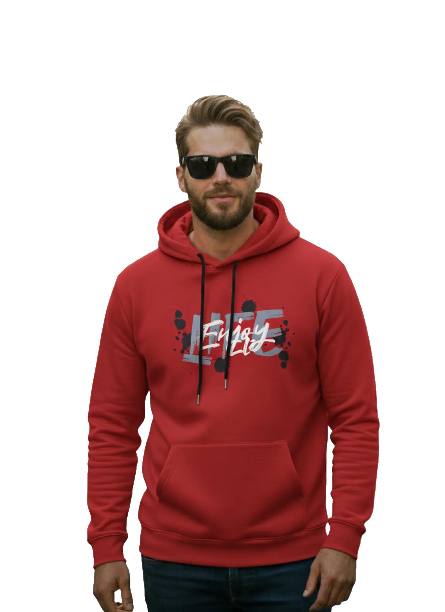 Men Regular Fit Fleece ||Melange||Hoodie Printed||Sweatshirt-JM3809-picture-45
