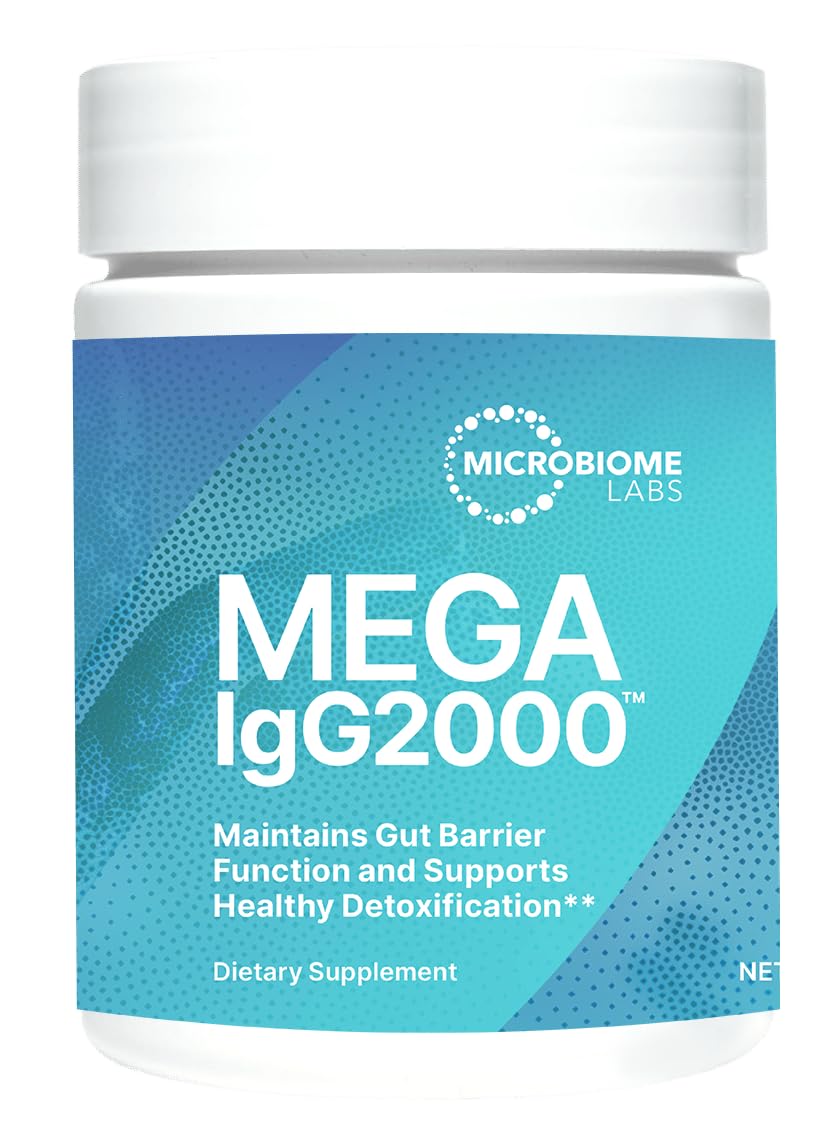 Microbiome Labs Mega IgG2000 Gut Health Powder for Women, Men & Kids 2+ - IgG Immunoglobulin Supplement for Digestive Health Support - Dairy-Free Bovine Colostrum Supplement Alternative (2.1 Ounces)