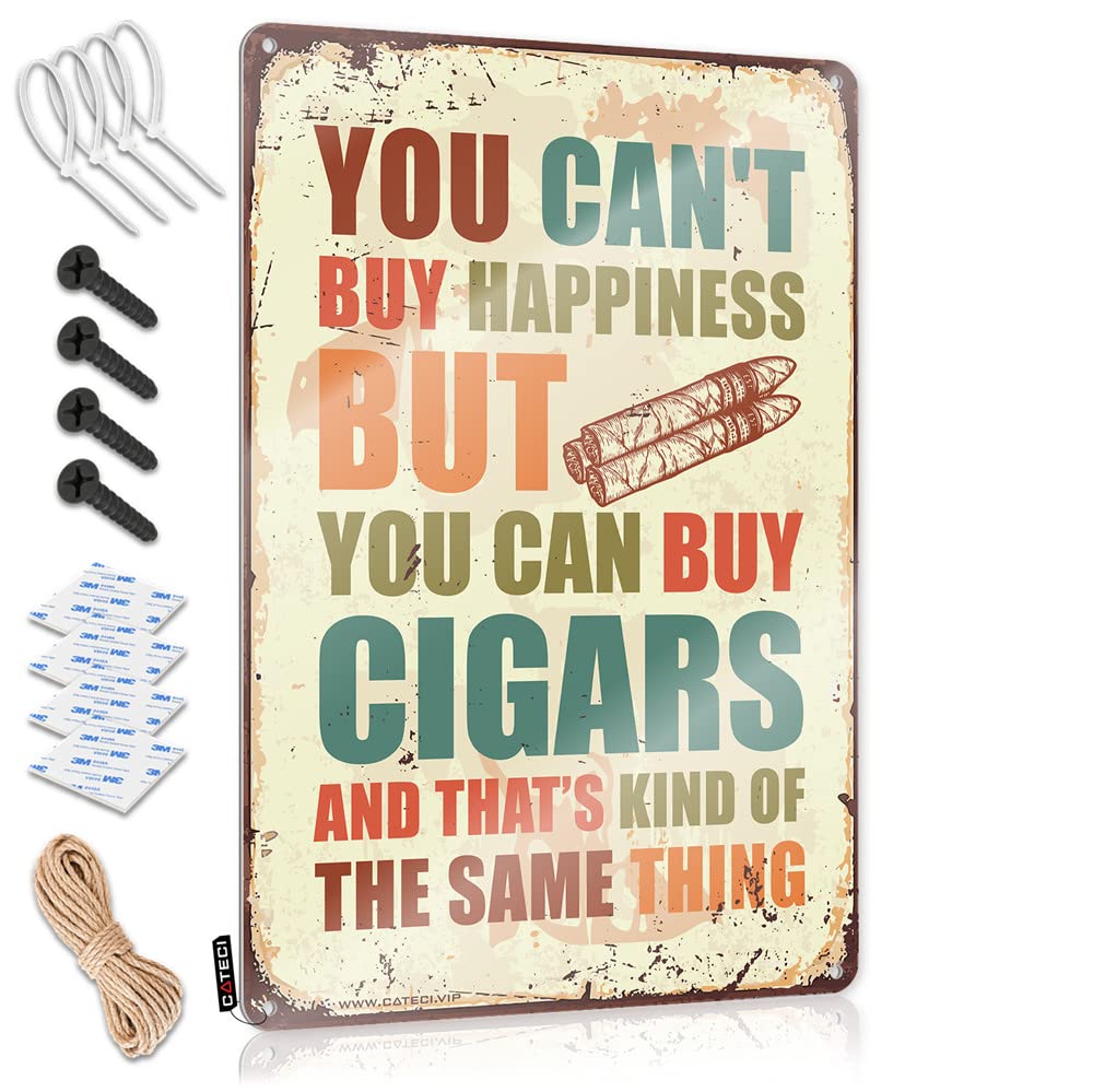 You Can't Buy Happiness But You Can Buy Cigars Plaque Statue | Modern Case Decorative Wall Art(30X40CM)