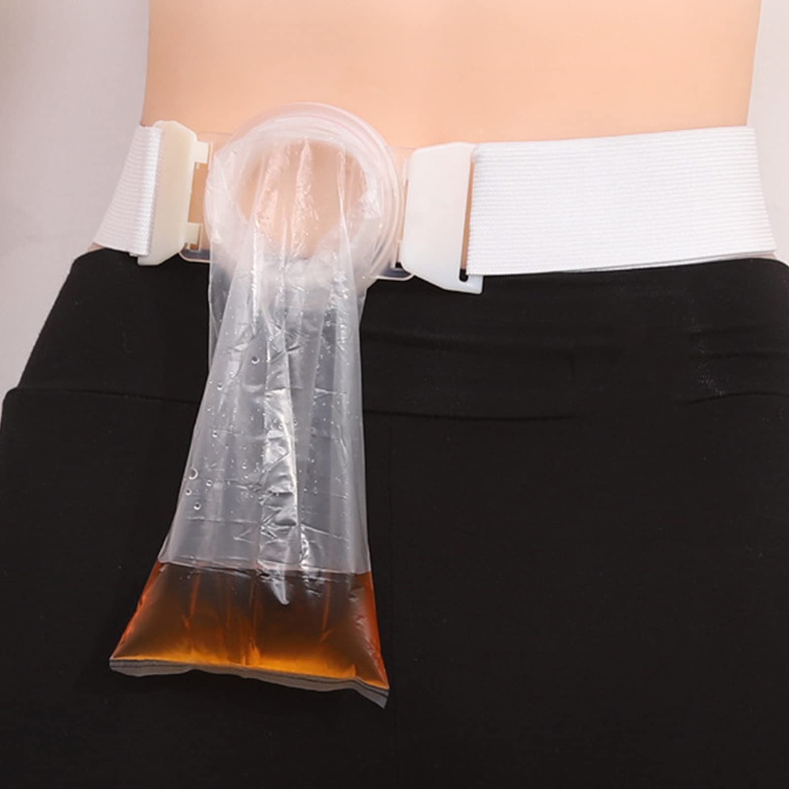 bolsa de ostomía, Cinturón de ostomía ligero y portátil, banda abdominal ajustable en longitud for el cuidado ostomías, ileostomías estomas. Incluye 100 bolsas drenables