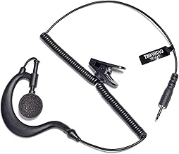 TWAYRDIO Soft Ear Hook G Shape Earpiece Headset 3.5mm Plug Audio Listen Only Earpiece for Motorola Icom Radios Walkie Talkies Shoulder Mic Microphone