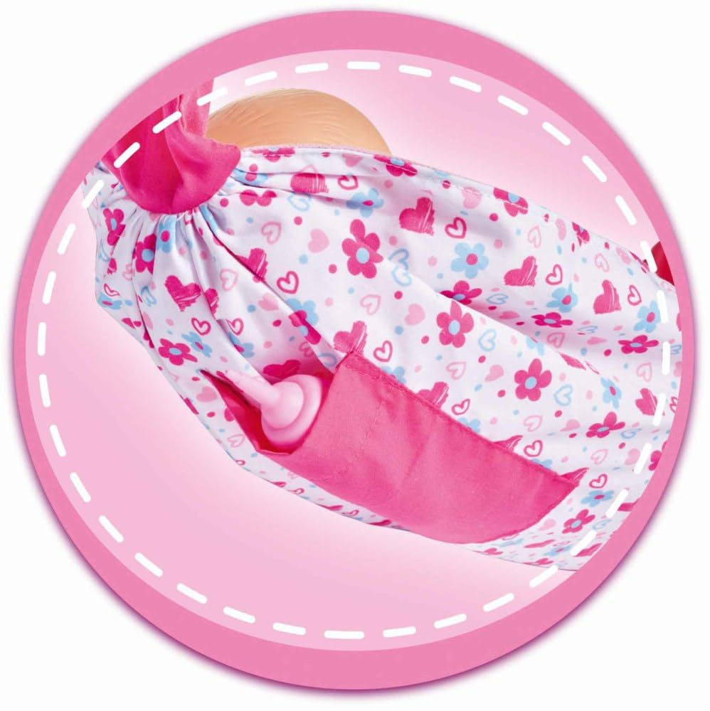 Simba 105560002 – New Born Baby regulowany pasek do noszenia z torbą i buteleczką dla lalek o średnicy 38-43 cm, dla dzieci od 3 lat