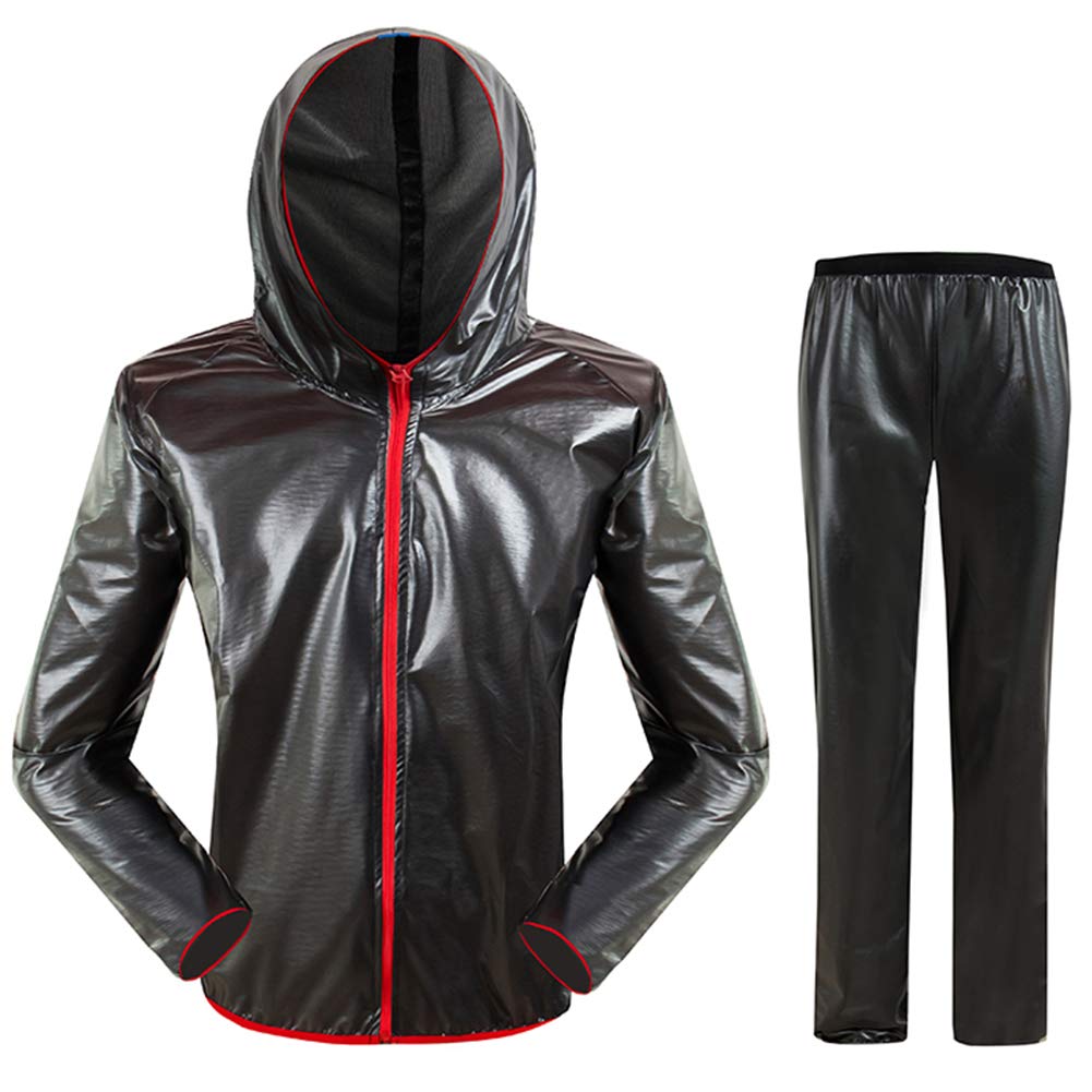 Chubasquero plegable para hombre, impermeable, resistente al viento, impermeable, transpirable, con poncho separado, protector de lluvia para bicicleta, senderismo, camping, Negro , XXXL