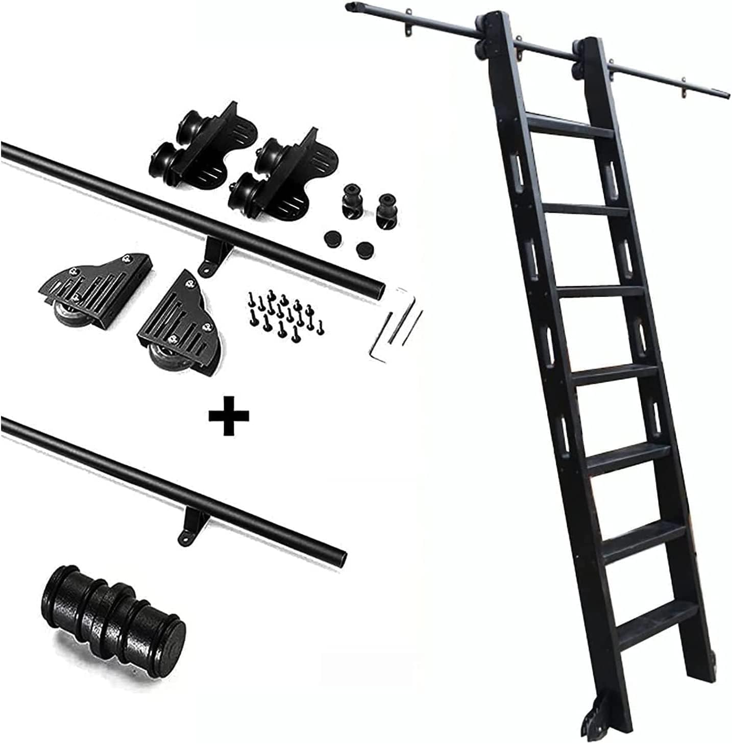 DFGHNBVC Rolling Library Ladder Slide Rail Track Hardware Kit Library Ladder Closet Set Roller System,20Ft/600Cm Track Kit