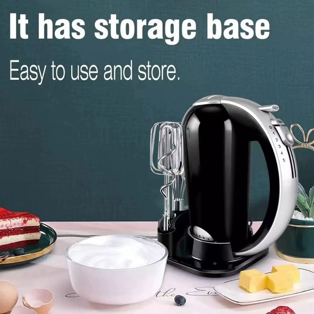 JOSBY Sbattitore Elettrico a 5 velocità, sbattitore Manuale da Cucina da 300 W per Dolci, Design di espulsione con Un Pulsante, con Custodia e 6 Accessori in Acciaio Inossidabile