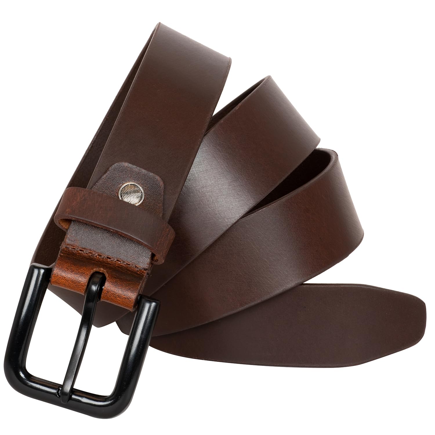 Hornbull Bravo Mens Leather Belt | Leather Belt For Men | Casual Mens Leather Belt, Wash Brown, Free Size