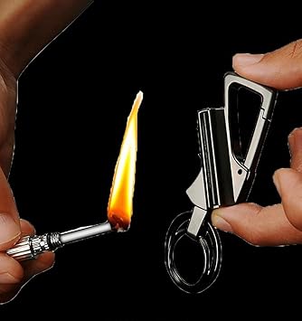 Keychain Lighter, 2 Pack Match Infinity Lighter, Reusable Waterproof Windproof Strike Anywhere, with Multitool Keychain Bottle Opener, for Men Outdoor Survival (Black)