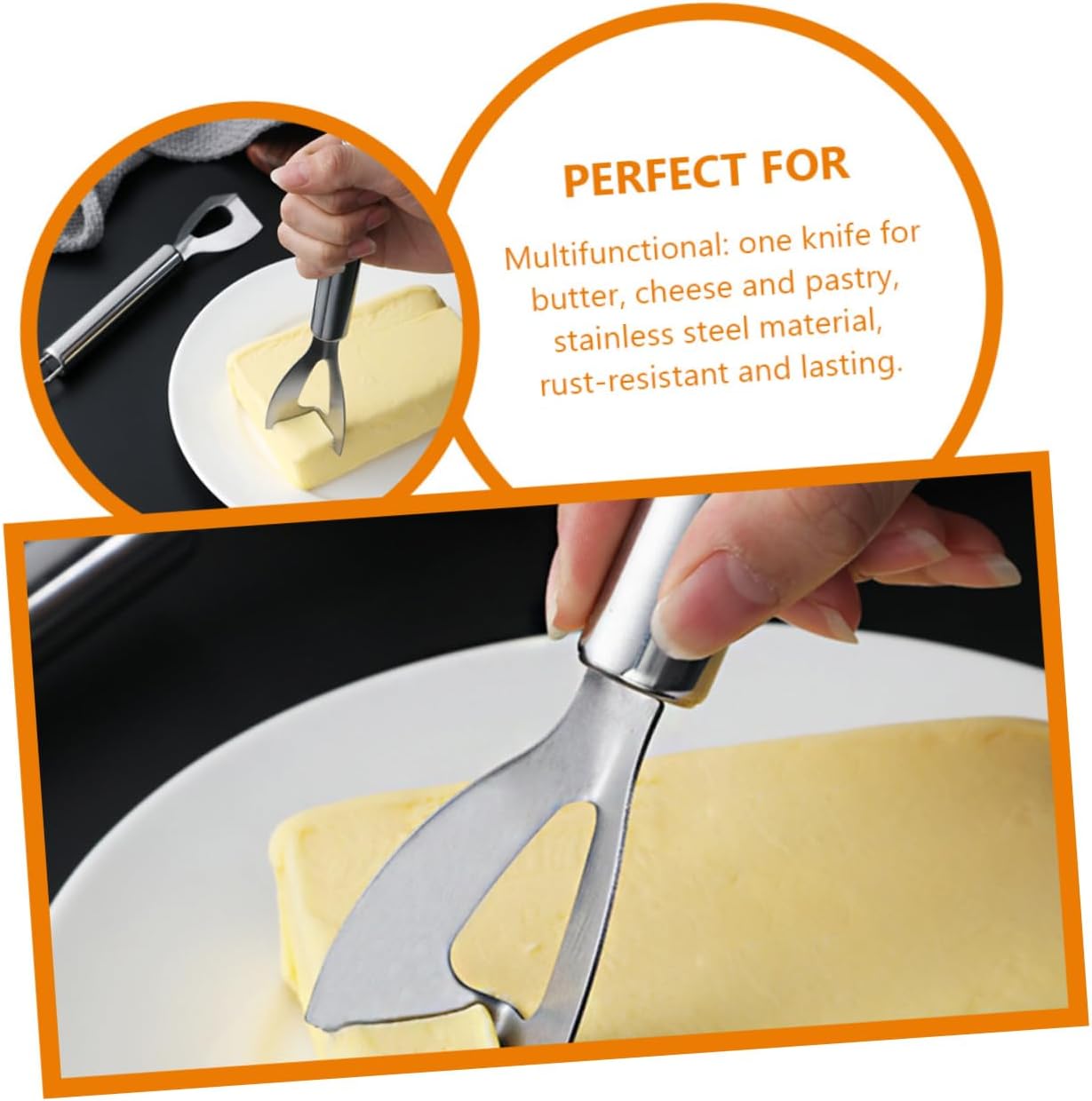Stainless Steel Cheese Cutter Tool 3 Piece Butter and Cheese Slicer