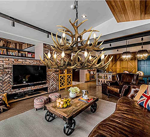 Durahonn Antler Chandelier Double Layer,8+4 Lights, Retro Country Style Deer Horn Chandelier Lighting, Antler Candel Holder E12 Base, Antler Lamp For Cafes, Bars, Kitchen (15 Antlers + 12 Lights) #TOP1
