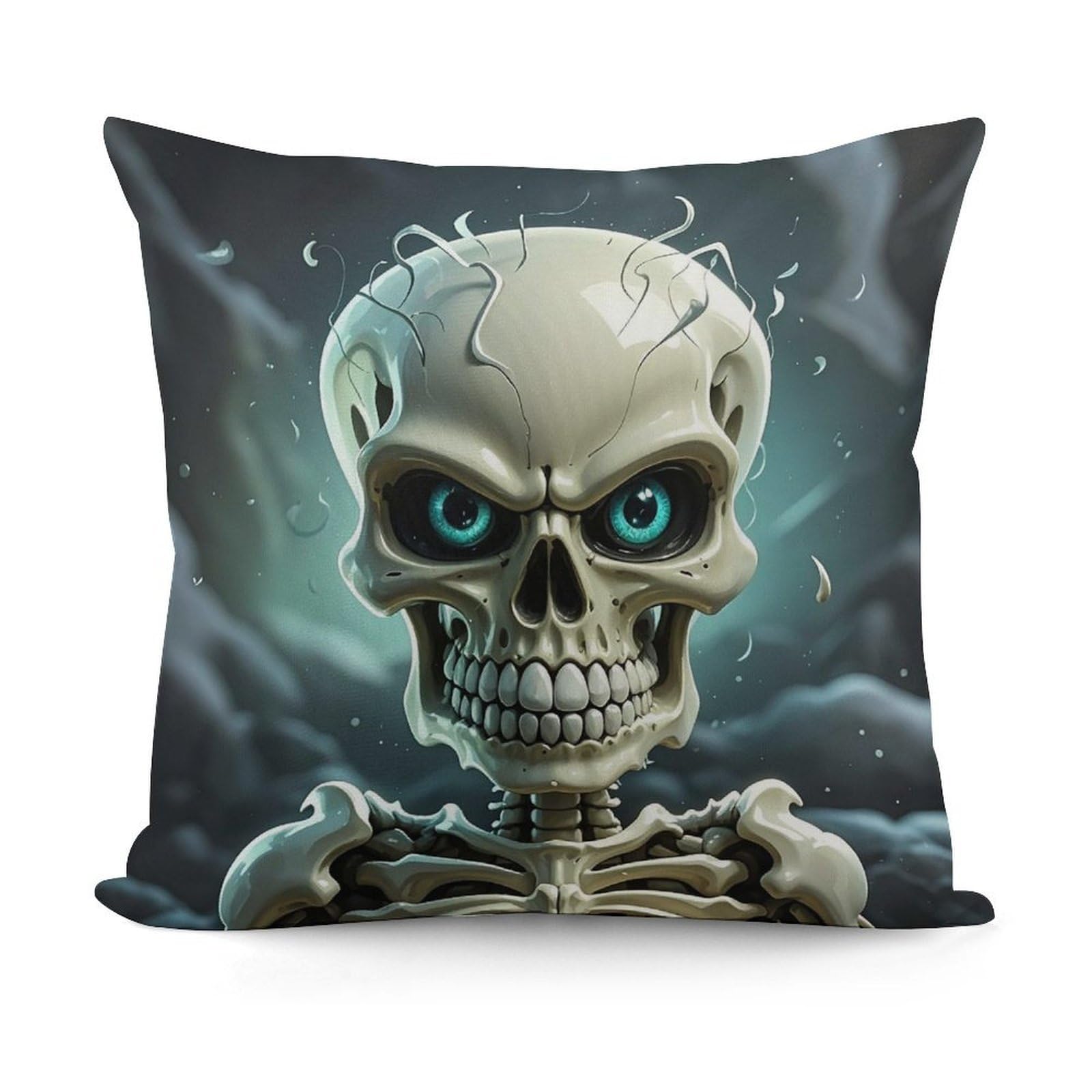 VstaDank Cute Skull Throw Pillow Covers Fade-Resistant Removable Pillowcase Square Cushion Case Cozy Pillow Case Breathable Pillow Protector Soft Pillow Shams 18"x18"