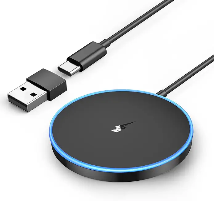 Mag Ladegerät iPhone, Wireless Charger induktive ladestation für iPhone 17-12 Serie, AirPods 4/3/2, LED kabelloses ladegerät mit Zwei Ladeanschlüssen(Schwarz)