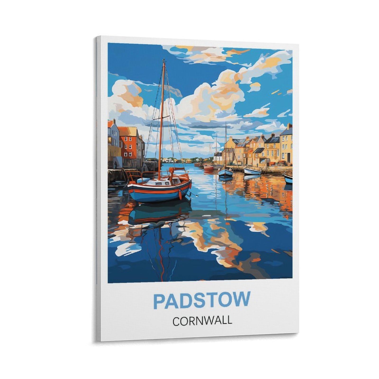 CYYHGEE Padstow Cornwall Vintage Travel Poster 12x18inch(30x45cm) Canvas Poster Wall Art Living Room Home Decor