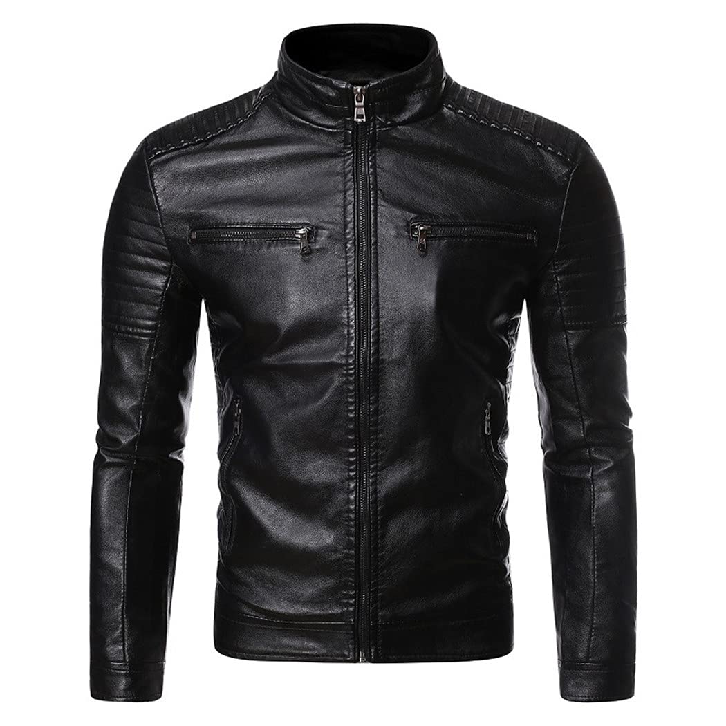 Chaqueta de cuero para hombre, estilo motero, primavera, otoño, tendencia, abrigo de cuero para motocicleta