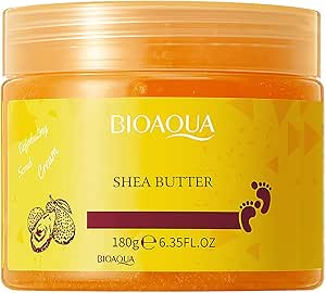 BIOAQUA - Crema Exfoliante Para Pies Delicada Limpieza de Pies Aceite de Karité Extractos Naturales 180 g