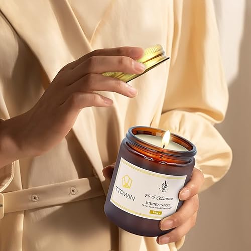 Miniatura 2 de TTRWIN Vela perfumada para el hogar, madera de abeto y cedro, 50 horas de larga duración, fragancia de madera, 7.05 oz de cera de soja natural,