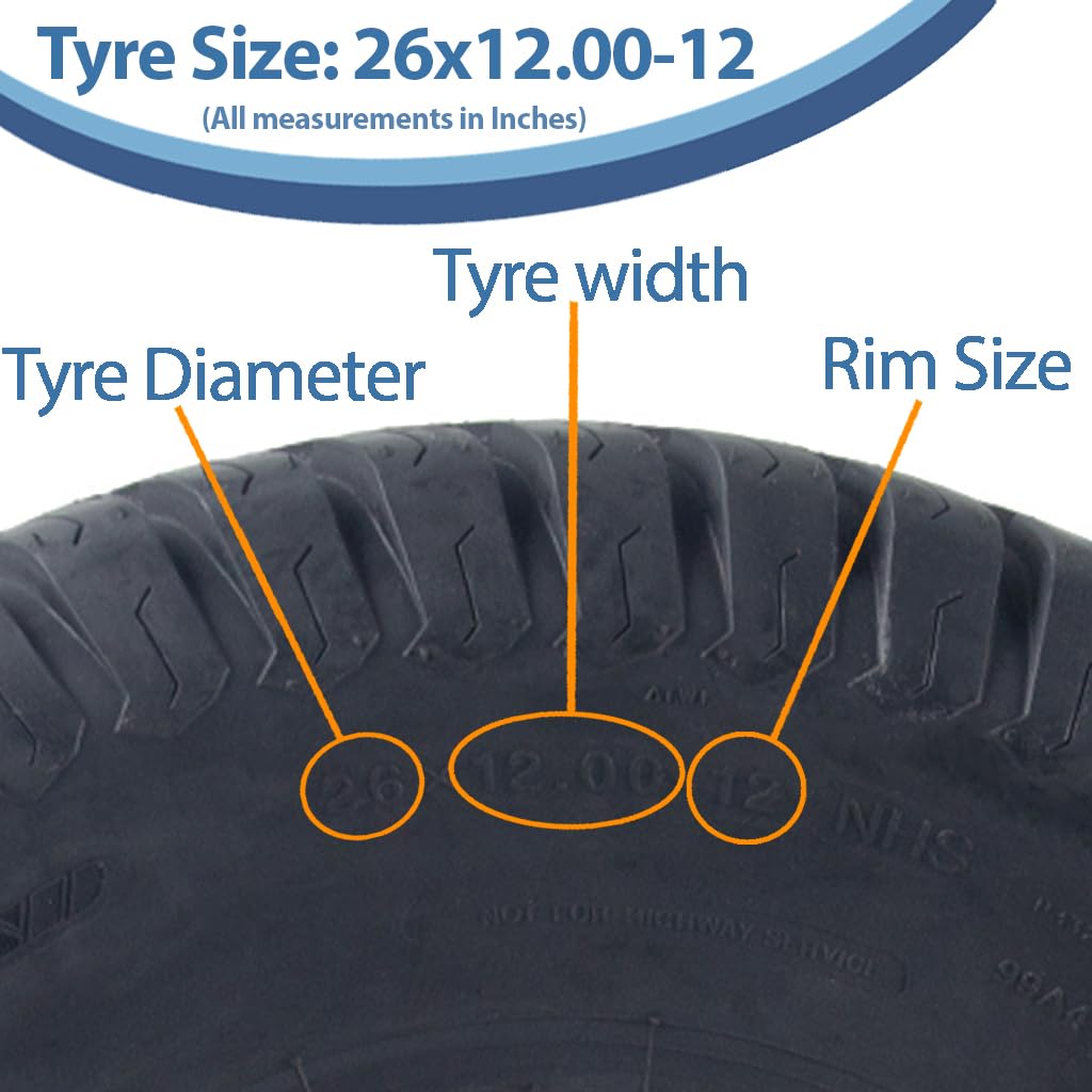 Parnells 26 x 12.00-12 opona do kosiarki 4 stron, Multi Turf, trawa Kosiarka pneumatyczna, Wanda P332